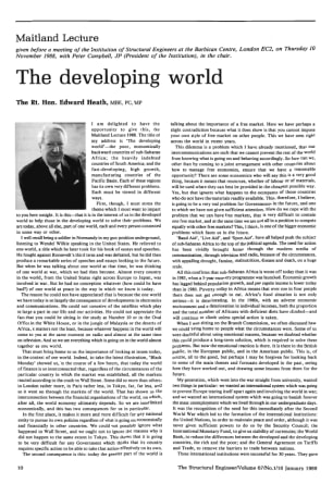 Maitland Lecture. The Developing World
