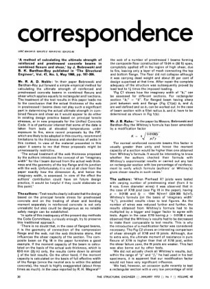 Correspondence. 'A Method of Calculating the Ultimate Strength of Reinforced and Prestressed Concret