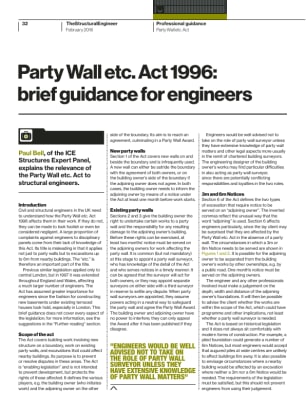Party Wall etc. Act 1996: brief guidance for engineers