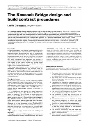 Open Discussion on The Kessock Bridge Design and Build Contract Procedures by Leslie Clements