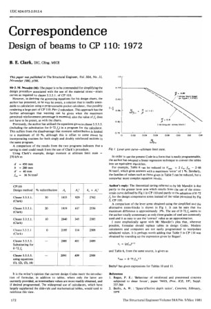 Correspondence on Design of Beams to CP 110: 1972 by B.E. Clark
