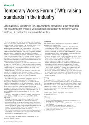 Temporary Works Forum (TWf): raising standards in the industry