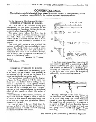 Correspondence. Combined Stresses in Beams