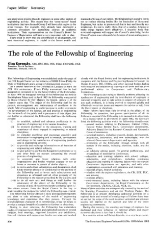The Role of the Fellowship of Engineering