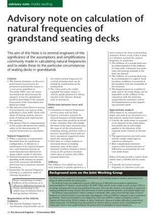 advisory note: stadia seating