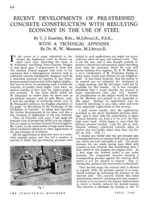 Recent Developments of Pre-Stressed Concrete Construction with Resulting Economy in the use of Steel