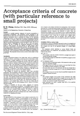 Acceptance Criteria of Concrete (With Particular Reference to Small Projects)