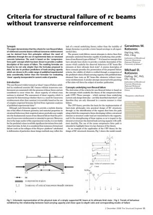 Criteria for structural failure of rc beams without transverse reinforcement