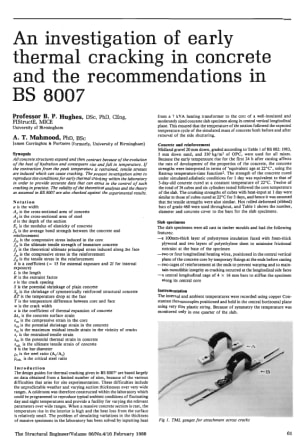 An Investigation of Early Thermal Cracking in Concrete and the Recommendations in BS 8007
