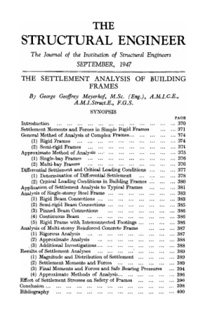 The Settlement Analysis of Building Frames