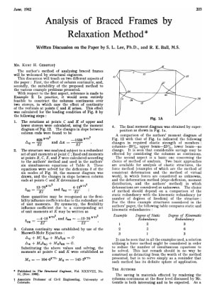 Analysis of Braced Frames by Relaxation Method. Written Discussion on the Paper by S. L. Lee, Ph.D.,