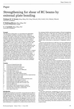 Strengthening for Shear of RC Beams by External Plate Bonding