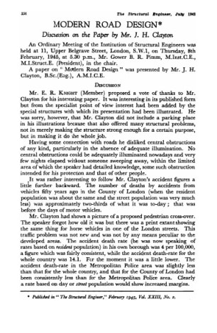 Modern Road Design. Discussion on the Paper by  Mr. J.H. Clayton