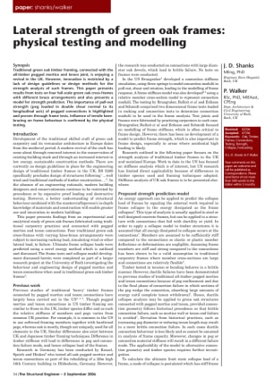 Lateral strength of green oak frames: physical testing and modelling