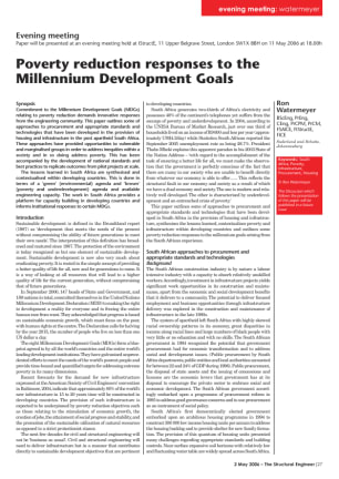 Poverty reduction responses to the Millennium Development Goals