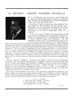 In Memory. Ernest Fiander Etchells