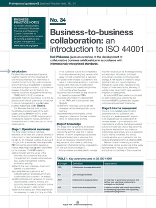 Business Practice Note No. 34: Business-to-business collaboration: an introduction to ISO 44001
