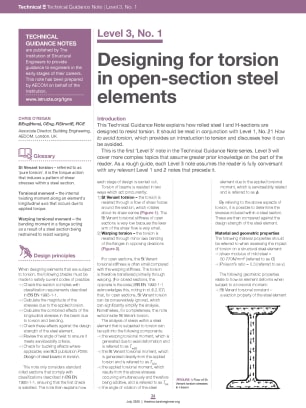 Technical Guidance Note (Level 3, No. 1): Designing for torsion in open-section steel elements
