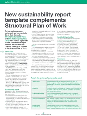 New sustainability report template complements Structural Plan of Work