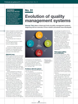 Business Practice Note No. 31: Evolution of quality management systems