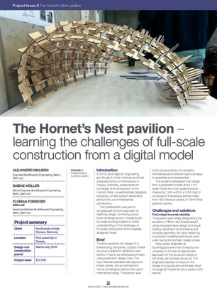The Hornet's Nest pavilion - learning the challenges of full-scale construction from a digital model