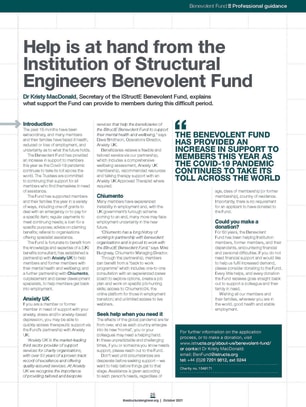 Help is at hand from the Institution of Structural Engineers Benevolent Fund