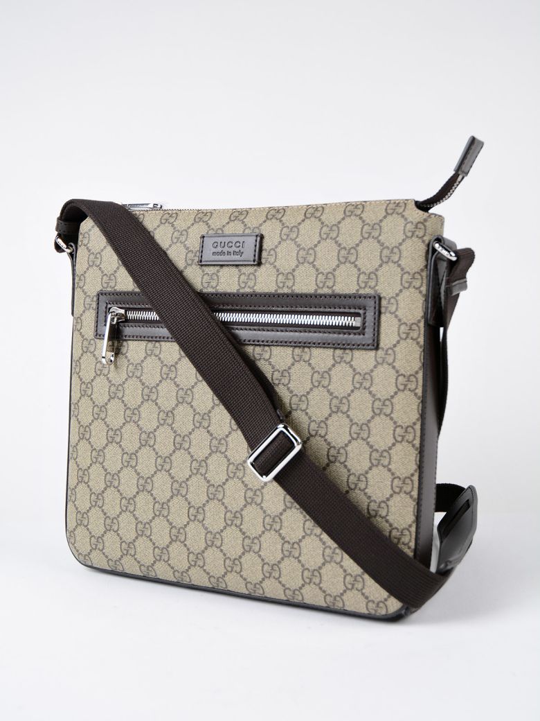 Gucci - Gucci Supreme Flat Shoulder Bag - Brown, Men&#39;s Shoulder Bags | Italist