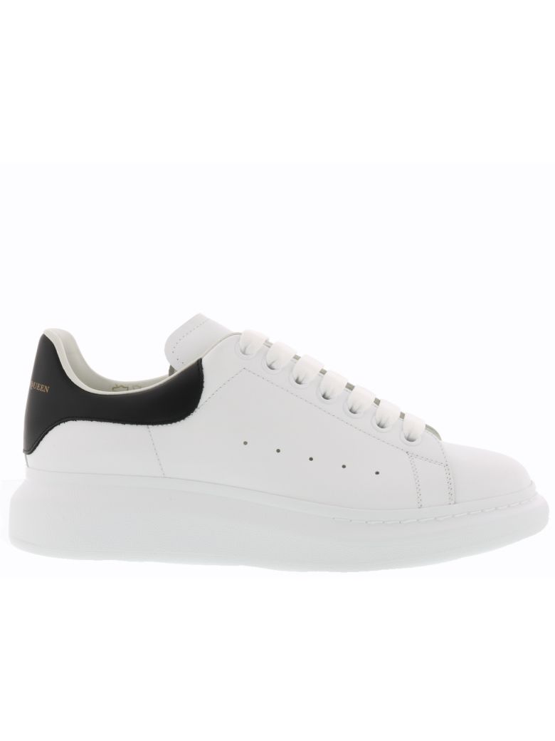ALEXANDER MCQUEEN Black Leather Sneakers With Extended Rubber Sole ...