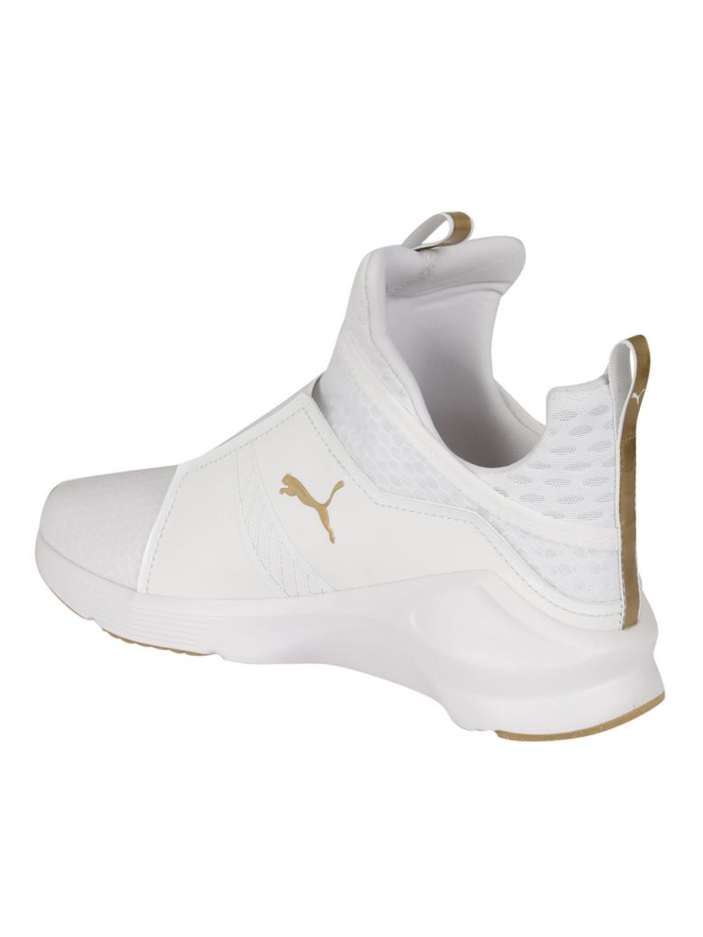puma gold and white purse
