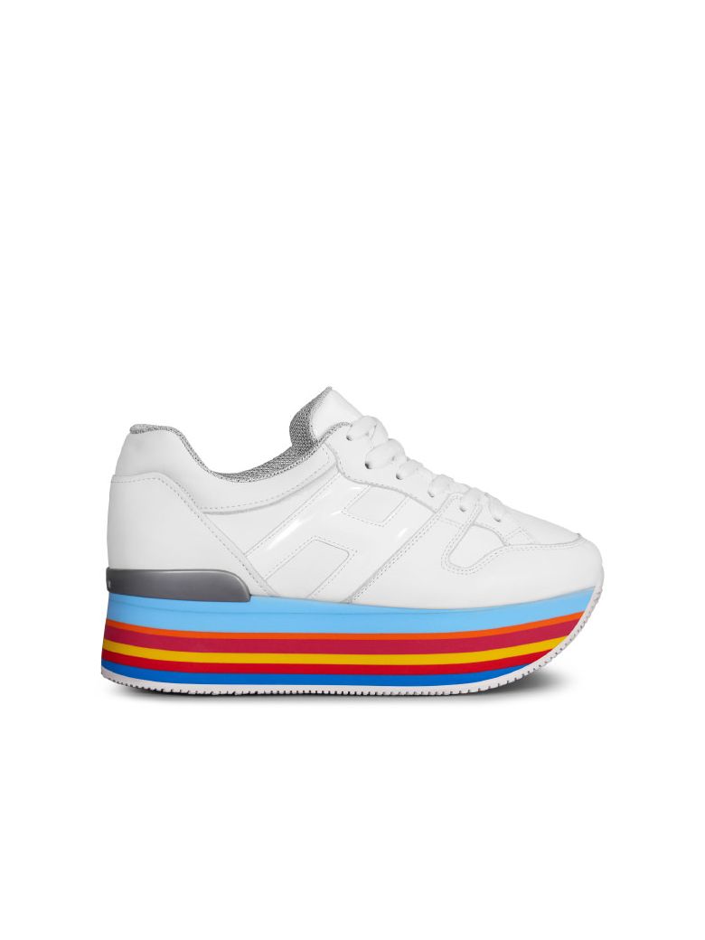HOGAN 70Mm Maxi 222 Leather Sneakers, White/Rainbow | ModeSens