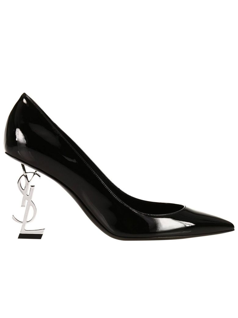 SAINT LAURENT Opyum 110 Pump In Black Patent Leather And Silver-Toned ...
