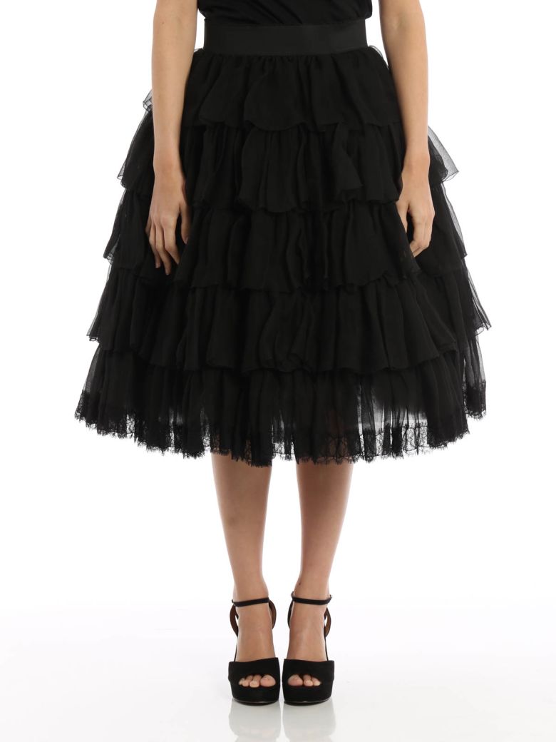 DOLCE & GABBANA Ruffled Layered Skirt in Black | ModeSens