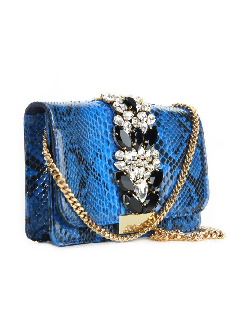 GEDEBE Jungle Blue Cliky Python Textured Bag | ModeSens