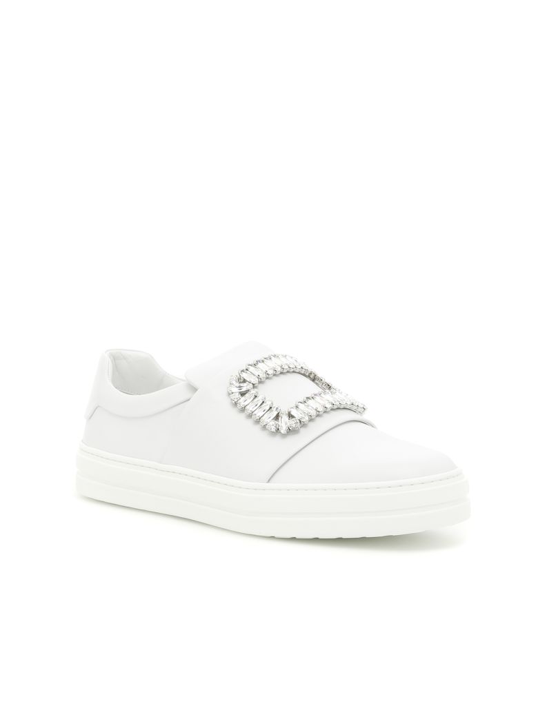 ROGER VIVIER Sneaky Viv Embellished Leather Sneakers in White | ModeSens