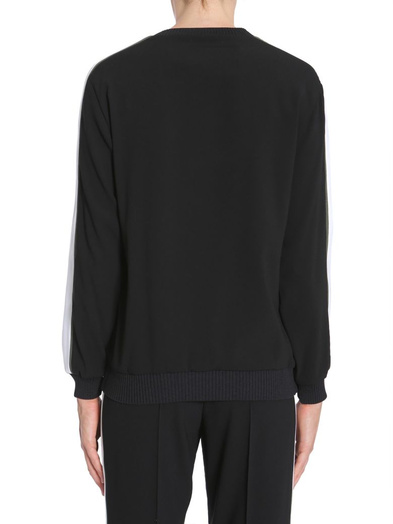 KENZO Eye Embroidered Satin Backed Crepe Top in Black | ModeSens