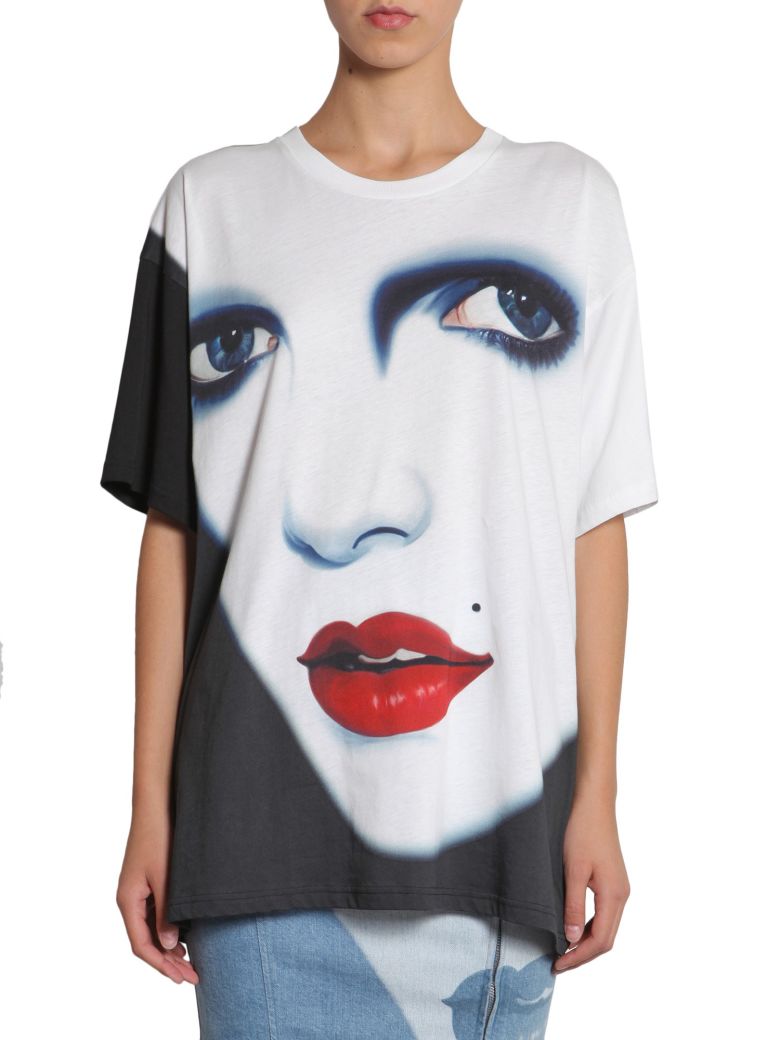 JEREMY SCOTT Face Printed Cotton Jersey T-Shirt, Black/White | ModeSens