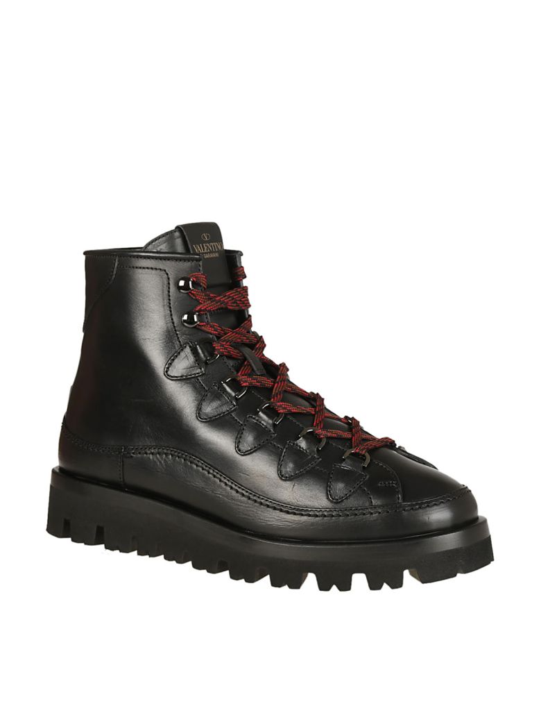 VALENTINO Rockstud Tread-Sole Leather Ankle Boots in Black | ModeSens