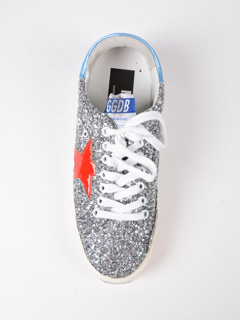 GOLDEN GOOSE Sneakers May In Glitter And Star In Paint in Silver/Blue ...