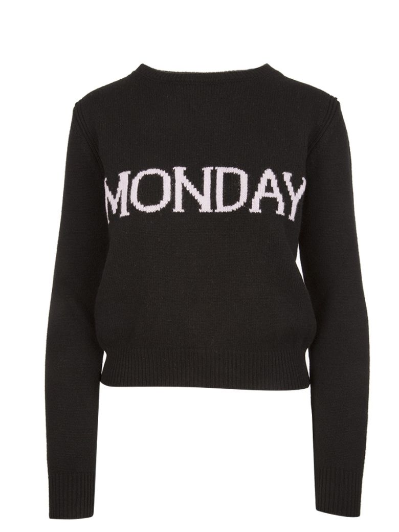 ALBERTA FERRETTI Monday Slim Wool & Cashmere Sweater in Black/Mauve ...