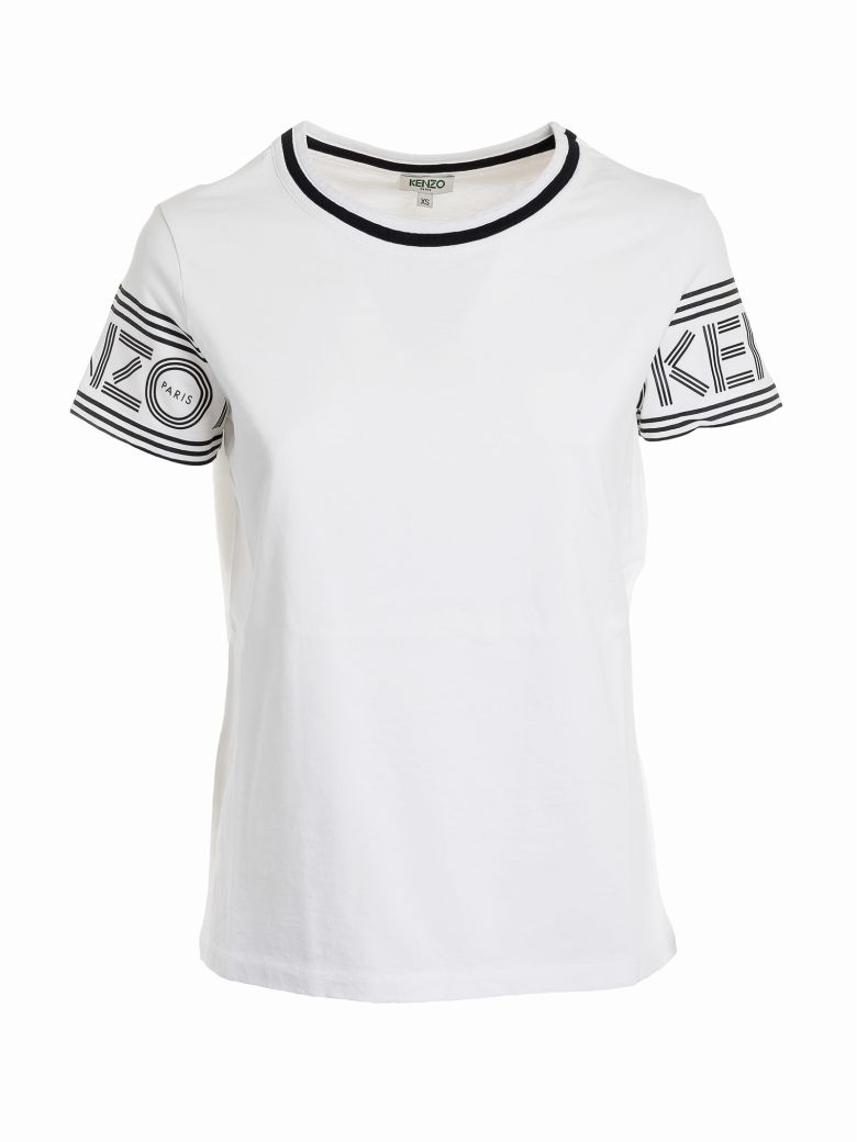 KENZO Logo Printed Cotton Jersey T-Shirt, White | ModeSens