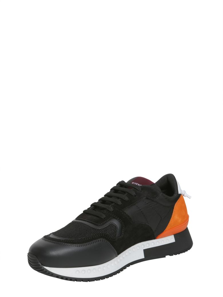 GIVENCHY Active Runner Suede-Trimmed Mesh Sneakers in Black & Orange ...