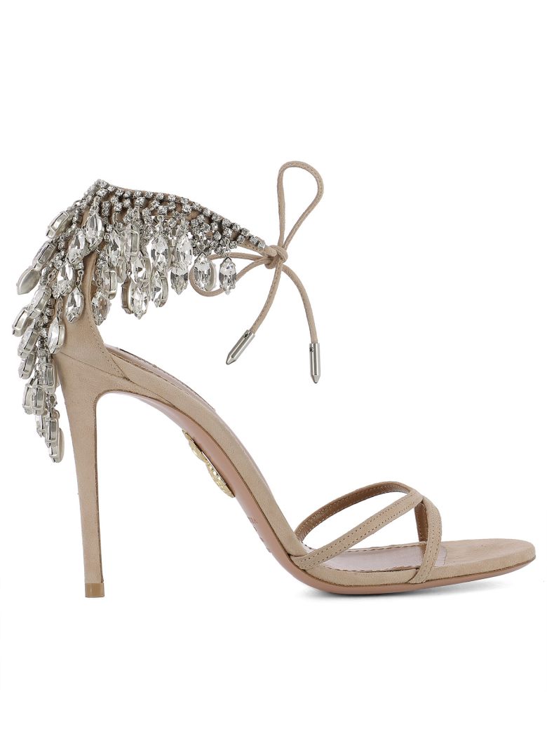 Aquazzura - Pink Suede Sandal - Pink, Women's High-heeled shoes | Italist