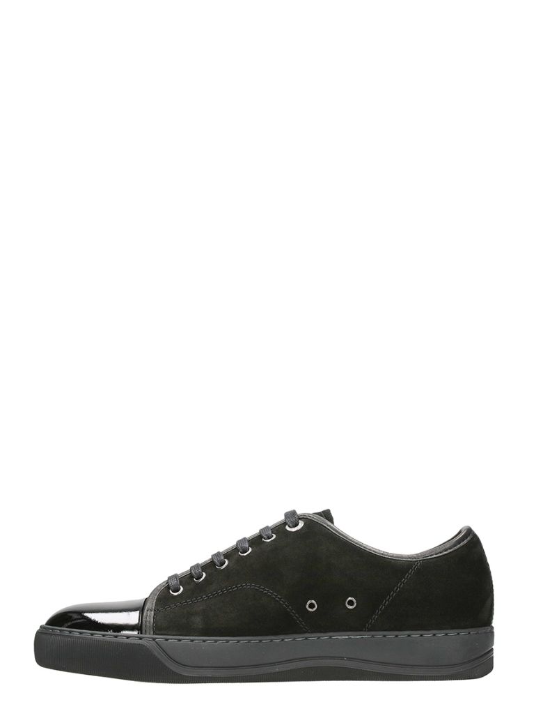 LANVIN Classic Suede & Leather Tonal Sneakers in Black/ Black Suede ...