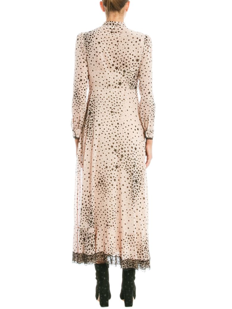 RED VALENTINO Lace-Trimmed Printed Stretch-Silk Georgette Gown in Nude ...