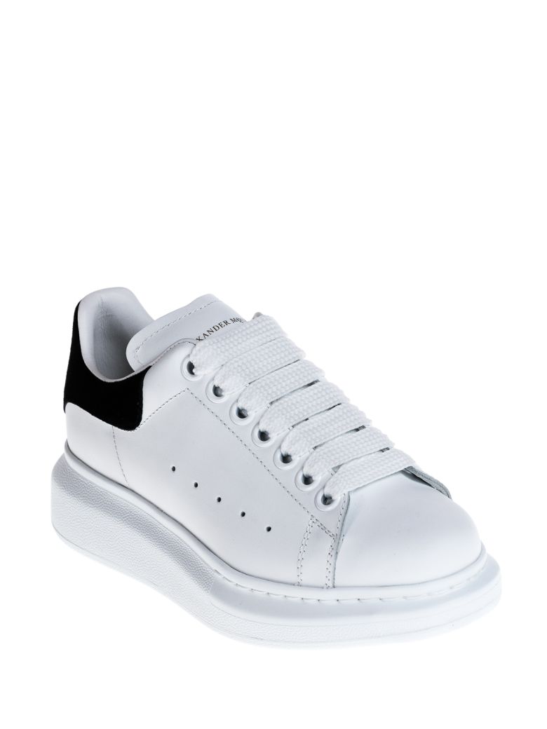 ALEXANDER MCQUEEN Leather Lace-Up Platform Sneaker, White/Black in 9061 ...