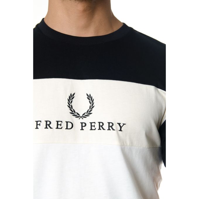Fred Perry White & Blue Cotton T-shirt With Logo展示图