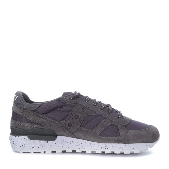 Saucony Shadow Sneaker In Grey Suede And Canvas展示图