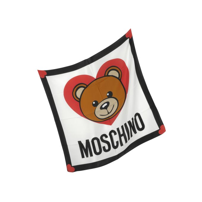Moschino Teddy Bear Crepe Silk Square Scarf展示图