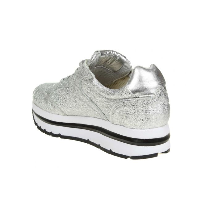Voile Blanche "margot" Sneakers In Silver Laminated Leather展示图
