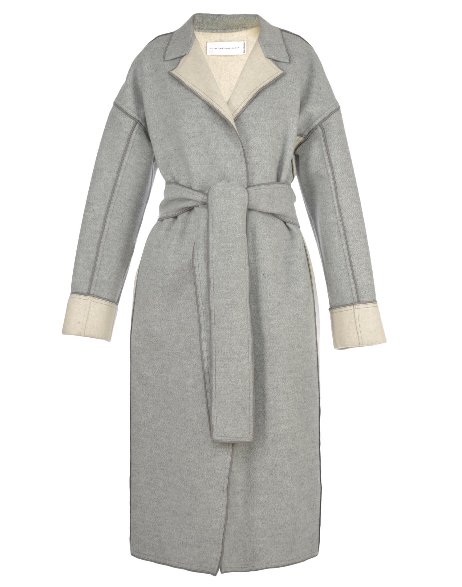 VICTORIA VICTORIA BECKHAM TWO-TONE WOOL AND CASHMERE-BLEND COAT, GREY ...